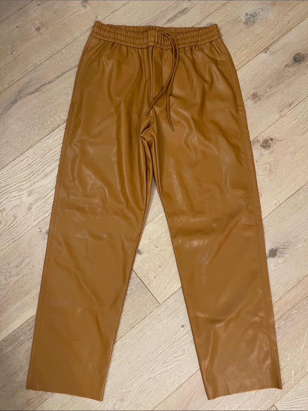 Zara elastic drawstring waist Faux Leather Pants size medium